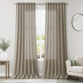 Mocha Linen Curtains 120 Inch Extra Long for Living Room Back Tab Light Filtering Semi Sheer Drapes Modern Farmhouse Boho Decor Cotton Textured Curtain for Floor to Ceiling High Window 52x120
