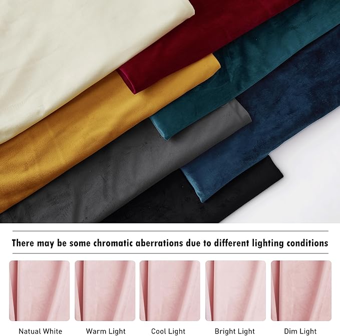 RYB HOME Pink Velvet Curtains 90 inches, Back Tab Soft Fabric Room Darkening Thermal Insulated Luxurious Home Decor Curtains for Living Room Bedroom, W 52" x L 90", 2 Panels Set