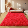 ONASAR Red Rugs for Living Room Bedroom, 5x8 Fluffy Bedside Area Rug, Soft Plush Shaggy Indoor Floor Carpet for Nursery Kids Girls Boys Teen Dorm Home Office Decor Aesthetic