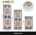 HEBE Boho Kitchen Rug Sets 3 Piece with Runner Non Slip Kitchen Rugs and Mats Washable Kitchen Mats for Floor Thick Kitchen Floor Mat Carpet Runner Rugs for Hallway Laundry Holiday Decor