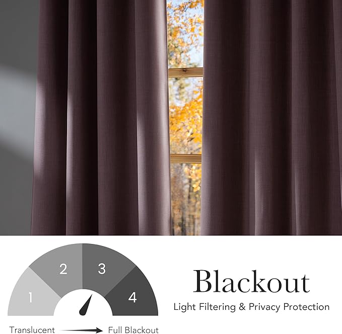 NICETOWN Pink Faux Linen Room Darkening Rod Pocket Curtains 63 inch Length, W42 x L63, Light Blocking Thermal Insulated Noise Reducing Drapes for Bedroom Living Room Farmhouse Decor, 2 Panels