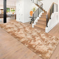 Super Soft Fluffy Living Room Area Rugs 3x10 ft Tie-Dyed Beige Shaggy Furry Carpet Washable Non-Slip Floor Rug Bedroom Bedside Nursery Rug Fuzzy Girls Boy Reduce Noise Dorm Home Decor