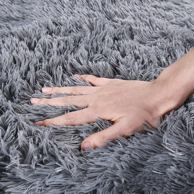Rugs for Living Room 6x9, Soft Shaggy Modern Shag Area Rug for Bedroom, Upgrade Non-Slip Plush Fluffy Carpet for Kids Boys Girls Room Home Decor Aesthetic, Grey
