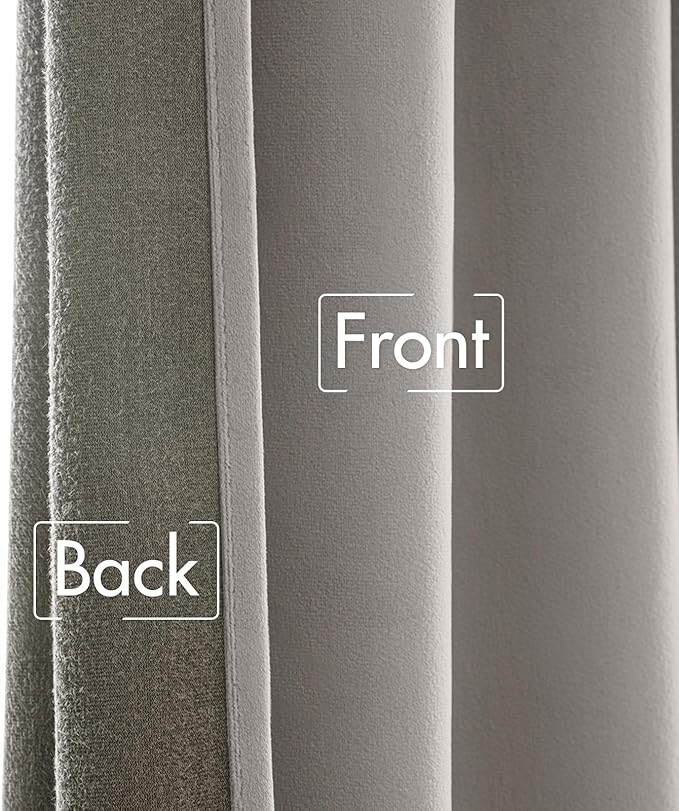 MIULEE Silver Gray Velvet Curtains 108 inches - Luxury Blackout Curtains for Bedroom Living Room Thermal Insulated Super Soft Window Drapes Rod Pocket & Back Tab, W52 x L108 inches, 2 Panels