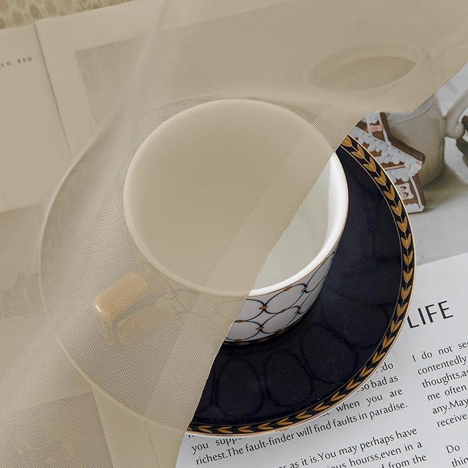OVZME Taupe Sheer Curtains 96 Inches Long 2 Panels - Soft Light Filtering Window Sheer Panels for Living Room/Bedroom, Top Dual Rod Pocket, 1 Pair, Each 42Wx96L Inches