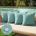 MIULEE Pack of 4 Decorative Outdoor Throw Pillow Covers Linen Waterproof Pillow Covers Spring Farmhouse Cushion Cases for Patio Garden Tent Balcony Couch Sofa 18x18 inch Teal