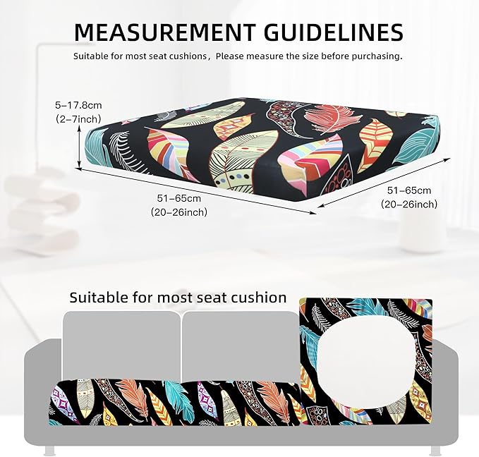 8Pcs Outdoor Cushion Covers, Patio Cushion Covers,Stretch Elastic Slipcovers, Replacement Washable & Reusable Furniture Protector for Patio Couch(Dream Feather,8PCS)