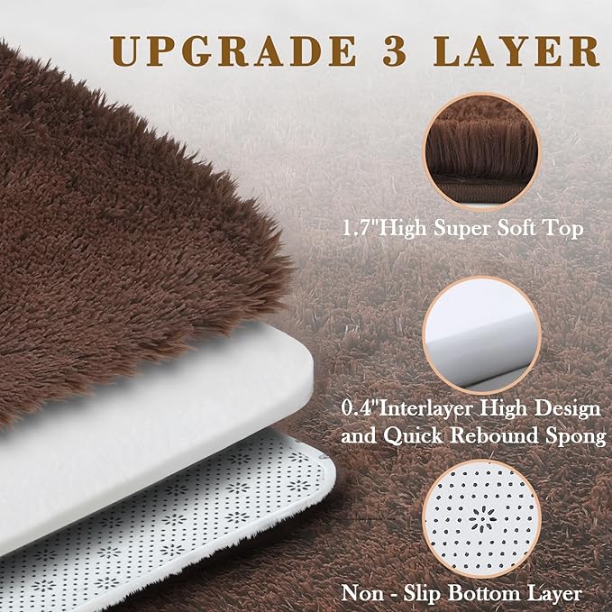 Area Rugs 9x12 Living Room, Shaggy Carpet Soft Plush Furry Bedside Rug Large Area Rugs for Bedroom Kids Girls Boys Home Decor Anti Slip(9 x 12, Coffee)