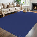 KOZYFLY Washable Area Rug 6x9 ft Rubber Backed Non Slip Rugs for Living Room Braided Cotton Bedroom Rug Woven Office Rugs Indoor Floor Carpets for Dining Bedroom Living Room, Royal Blue/Navy