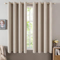MIULEE Linen Textured Curtains for Bedroom Solid 100% Blackout Thermal Insulated Taupe Grommet Room Darkening Curtains & Drapes Luxury Decor for Living Room Nursery 52 x 54 Inch (2 Panels)