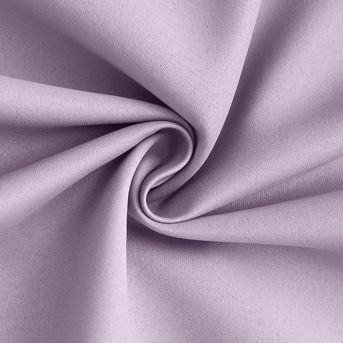 Yakamok 100% Blackout Curtain Panels 84 inches Cold and Light Blocking Drapes for Nursery, 2 Thick Layers Thermal Insulated Draperies (2 Pieces, 40 Wide Each Panel, Lilac Front with White Backing)