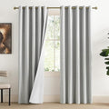 NICETOWN Grey Full Shade Linen Curtain Panels 84" Long, Pair of Energy Smart & Noise Blocking Out Blackout Drapes for Guest Room Window, Thermal Insulated Lined Window Dressing