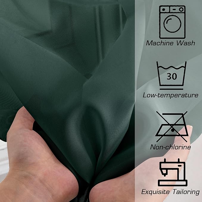 OWENIE Green Sheer Curtains 54 Inch Length 2 Panels Set for Christmas, Clear Sheer Short Curtains for Small Window, 2 Pcs Total 84 Width 54 Long, Green