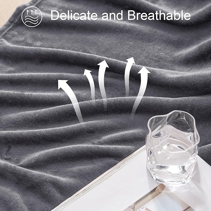 Exclusivo Mezcla Fleece Dark Grey Throw Blanket for Couch, Sofa, Super Soft and Warm Blankets, All Season, Cozy, Plush, Lightweight, 50x60 Inches