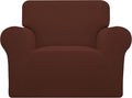 Easy-Going Stretch Oversized Chair Sofa Slipcover 1-Piece Couch Sofa Cover Furniture Protector Soft with Elastic Bottom for Kids Spandex Jacquard Fabric Small Checks Coffee