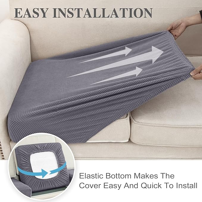 Couch Cushion Covers Seat Cushion Cover Stretch Couch Cover Separate Sectional Sofa Slipcovers Furniture Protector(3 Pieces for Seat or Sofa Backrest, Light Grey)