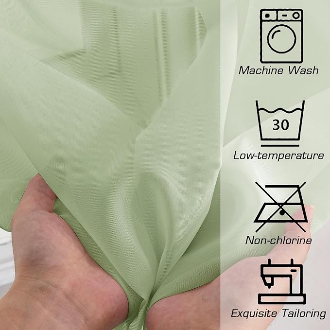OWENIE Sheer Curtains 78 inches Long 2 Panels Set for Bedroom Living Room, Soft Solid Living Room Rod Pocket Light Filtering Curtains, 2 Pcs Each 42“ W x 78" L, Light Green