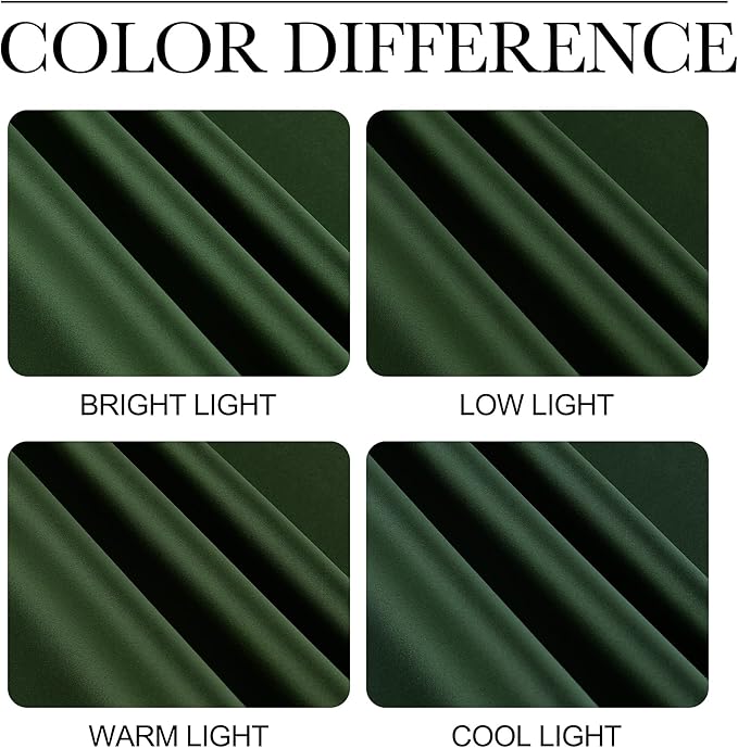 NICETOWN Dark Green Blackout Cafe Satin Curtains for Small Windows, 42" Wide by 63" Long, 2 Panels, Grommet Noise Reducing Faux Silk Blackout Drapes for Dining Room