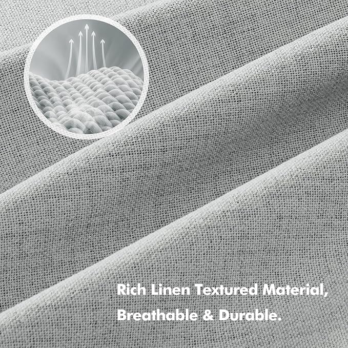 MIULEE 100% Blackout Linen Curtains for Bedroom, Grey Solid Luxury Decor Thermal Insulation Room Darkening Drapes for Living Room Nursery Back Tab Rod Pocket 42 x 90 Inches, 2 Panels