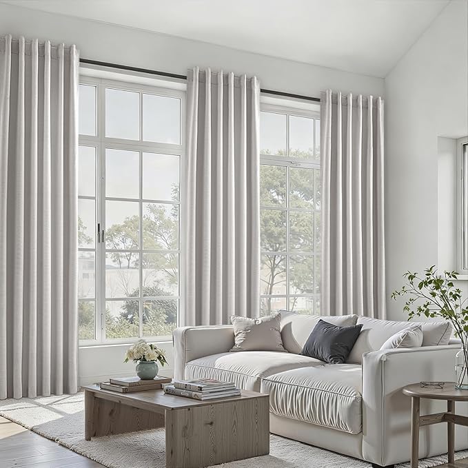 Topfinel 100% Blackout Curtains 96 Inches Long for Bedroom Heavy Thermal Modern Grey Curtains for Living Room Track System Window Treatments Room Darkening Drapes 8 Ft (40Wx96L 2 Panels)