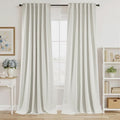 RYB HOME Ivory White 100% Blackout Curtains for Bedroom, Linen Drapes Back Tab&Rod Pocket, Thermal Insulated Privacy Assurd Curtains for Sliding Glass Doors/Dining/Living Room, W52 x L84, 2 Panels
