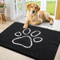 Smiry Dog Door Mat for Muddy Paws, Absorbent Dirt Trapper Non Slip Quick Dry Washable Chenille Mat for Mud Dogs, Entry Rug for Indoor and Outdoor (40x24 Inches, Black and White)