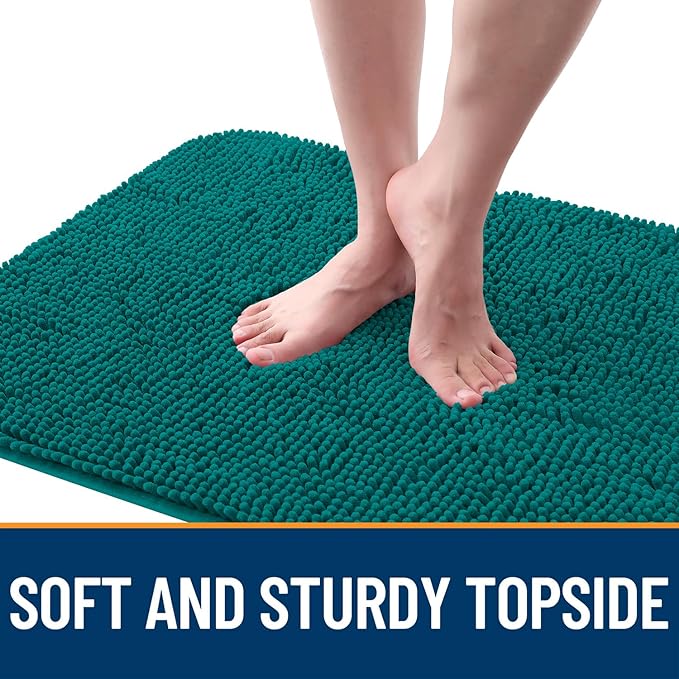 OLANLY Dog Door Mat for Muddy Paws 59x32, Absorbs Moisture and Dirt, Absorbent Non-Slip Washable Doormat, Quick Dry Chenille Mud Mat for Dogs, Entry Indoor Entryway Carpet for Inside Floor, Lake Blue