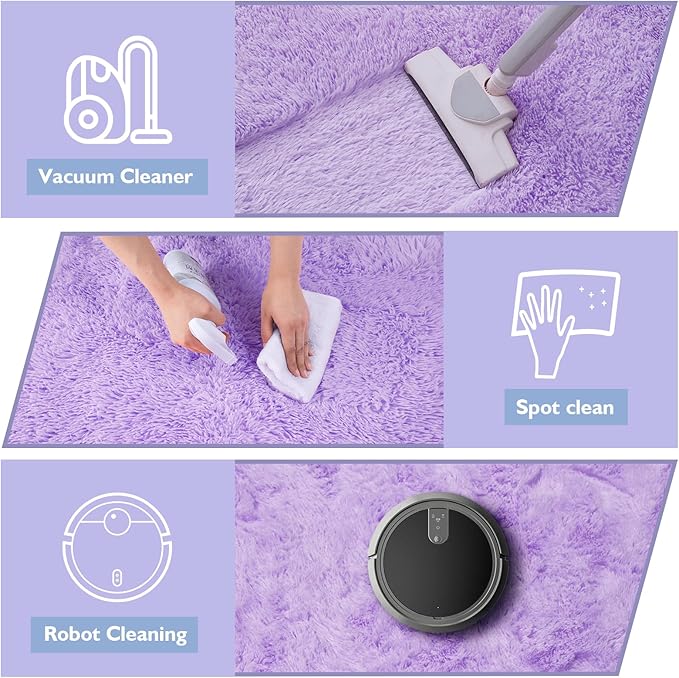 yulidayang Purple Fluffy Round Area Rugs for Bedroom,6'X6'Shag Circle Area Rugs for Girls Room,Non Slip Fuzzy Plush Rug for Kids Room Living Room and Dorm Home Decor Rug