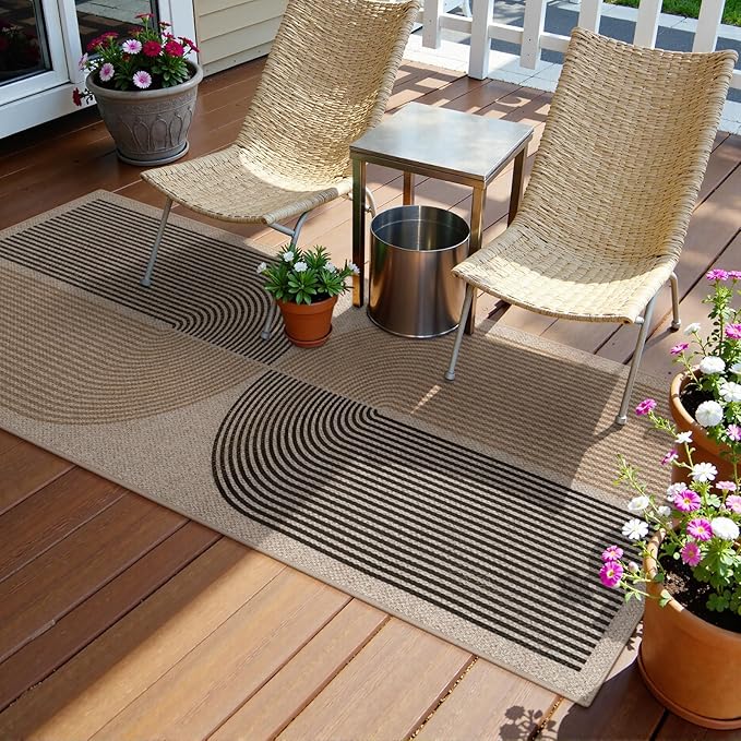 Lahome Enfys Modern Rainbow Easy Jute Rug, 2x6 Kitchen Runner Washable Rug Runners for Hallways Farmhouse Carpet, Non Slip Indoor Outdoor Runner Contemporary Door Mat for Laundry Porch