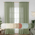 LAMIT Sage Green Linen Curtains 90 Inch for Living Room, Back Tab and Rod Pocket Linen Textured Curtains Light Filtering Drapes for Bedroom/Dining Room, Set of 2, 52 x 90 Inch