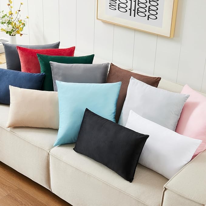LANE LINEN Polyester Fiber Filled Decorative Cum Throw Pillow Inserts Pack of 2-18 x 18 Inches, Soft & Comfortable Fulffy Filling, Holds Shape Well Over time and use - Dark Grey Cushion Inserts