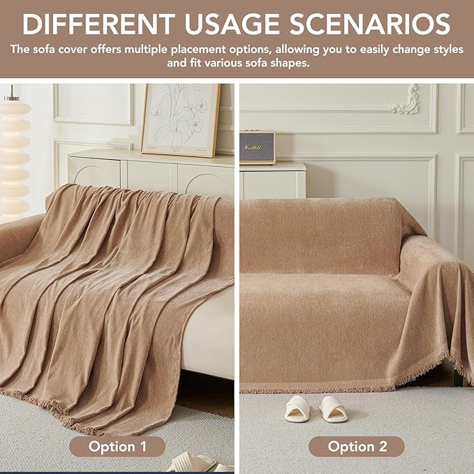 Armchair Couch Cover for Dogs 1 Cushion, Washable Recliner Covers Sofa Protector, Oversized Single Chair Covers, Accent Chair Couch Slipcovers, Pet Couch Cover Blanket Throws(71"x91", Khaki)