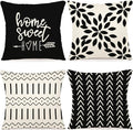 YCOLL Pillow Covers 20x20 Set of 4, Modern Sofa Throw Pillow Cover, Decorative Outdoor Linen Fabric Pillow Case for Couch Bed Car, Black