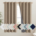 NICETOWN Burlap Vintage Open Linen Weave Flax Thermal Curtains, 100% Blackout Curtains 63" Long for Dining Room, Soundproof Window Treatment Drapes for Hall Room, 52" Wide Per Panel, Set of 2