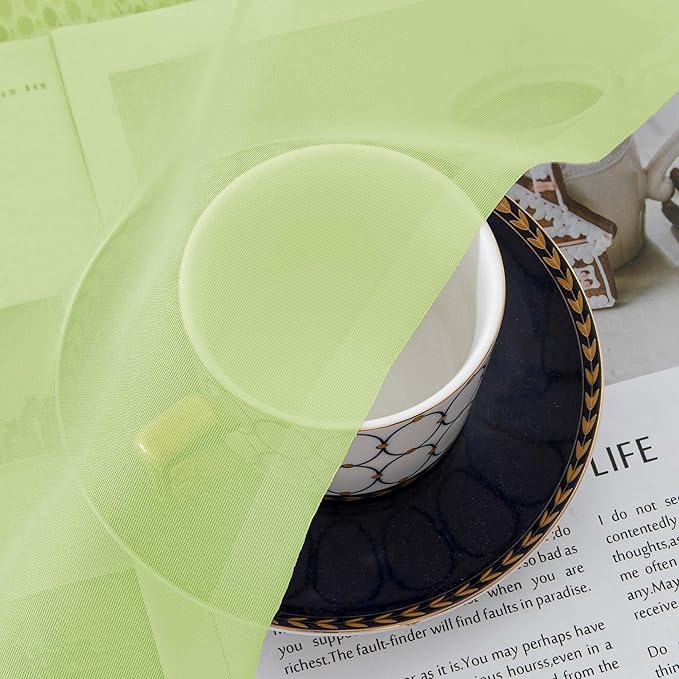 OWENIE Lime Sheer Curtains for Bedroom Living Room 90 Inches Long, Elegant Solid Light Filtering Window Curtain Panles, Modern Rod Pocket Lime Curtain, 2Pcs, Each 42" W x 90" L