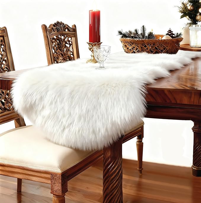 duduta White Faux Sheepskin Runner Rugs 2x6 ft, Fluffy Shag Rug for Bedroom Hallway Fur Sofa Couch Covers Non Slip