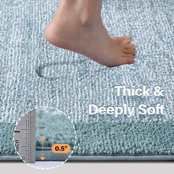 70x24 Long Bathroom Rugs Washable Non Slip, Dusty Blue Bath Mat for Bathroom Floor Tub, Soft Absorbent Quick Dry Mats for Shower, Bathtub,Home Decor