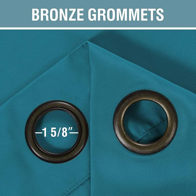 H.VERSAILTEX Blackout Curtain for Living Room Thermal Insulated Window Treatment Curtain Extra Long 108 inch Length Energy Saving Solid Grommet Blackout Drape, One Panel, Turquoise Blue，52"W x 108"L