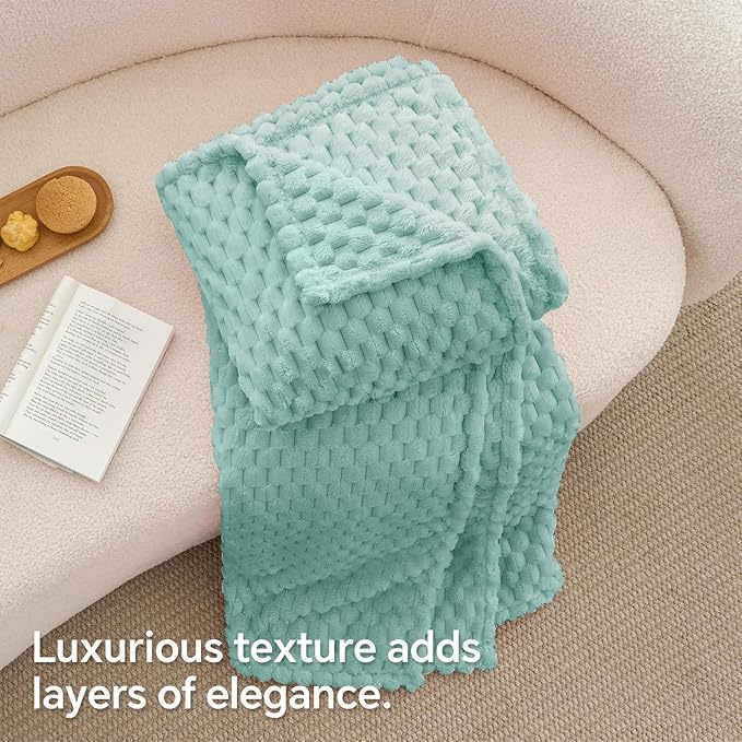 BEDELITE Jacquard Blanket - 3D Fleece Decorative Haze Blue Throw Blanket, Super Soft and Cozy Warm Fuzzy Blanket All Seasons Suitable, 50x60Inches