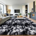 Pionblank Large Area Rug for Living Room 10x14, Fuzzy Modern Shag Rug, Fluffy Plush Non Slip Soft Furry Carpet for Bedroom Kids Room Nursery Teens Dorm Home Decor, Black White