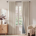 RYB HOME Warm Sand 100% Blackout Curtains for Bedroom, Linen Drapes Back Tab&Rod Pocket, Thermal Insulated Privacy Assurd Curtains for Sliding Glass Doors/Dining/Living Room, W52 x L90, 2 Panels