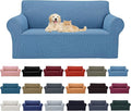Cupuamon 2026 New Stretch Loveseat Sofa Slipcovers Couch Cover for 2 Cushion Furniture Protector Sofa Covers with Elastic Bottom Jacquard Fabric Small Checks for Pets, Kids - Riverside