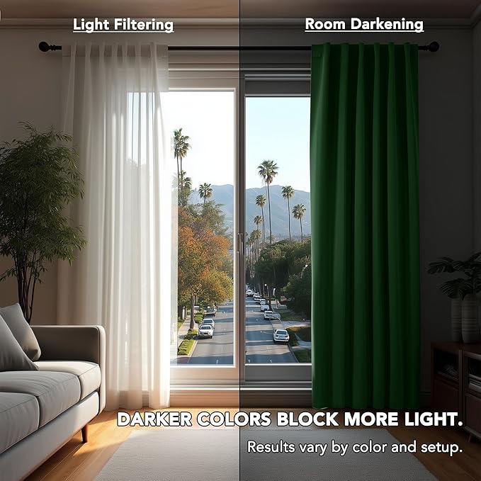 Deconovo Blackout Curtain Panels for Kids Bedroom - Room Darkening Back Tab and Rod Pocket Curtains, 42x72 Inch, Dark Forest, 2 Panels, Adult