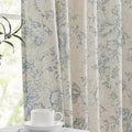 jinchan Linen Blend Curtain Floral Curtains for Living Room 96 Inch Length Blue Printed Curtain Rod Pocket Back Tab Farmhouse Peony Flower Patterned Drapes Bedroom Window Curtains Set 2 Panels