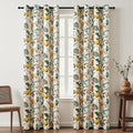 Topfinel 94 Inches Long Custom Window Treatments,Retro Art Deco Euro Flower Hummingbird Patterned Pretty Elegant Light Blocking Grommet Curtains Vintage Floral Curtains for Bedroom Playroom Room