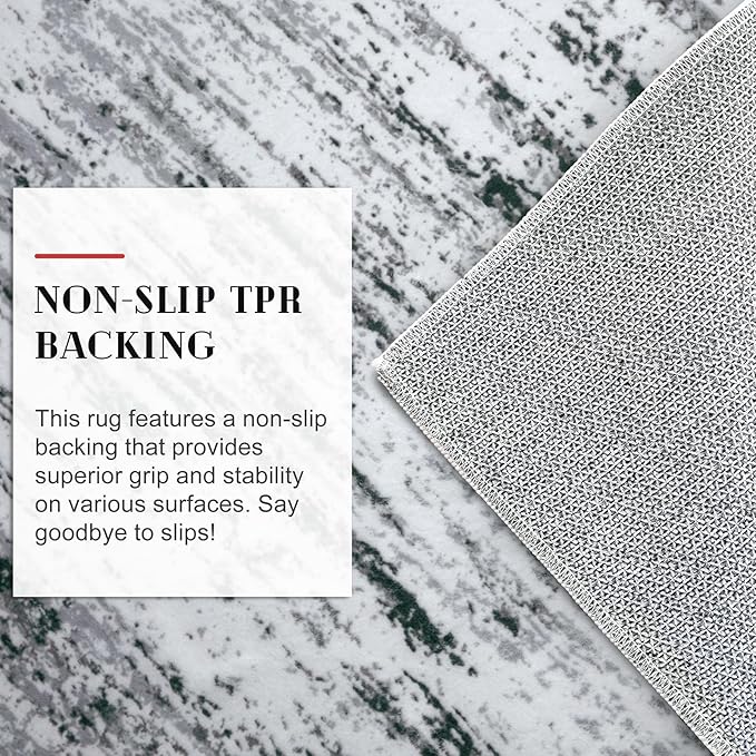 Lansny Modern Abstract Runner Rug 2.6x8, Black Grey White Washable Kitchen Runner Non-Slip Soft Hallway Rug Runner Thin Print Faux Wool Carpet for Entryway Bedroom Laundry Room Indoor Home Decor