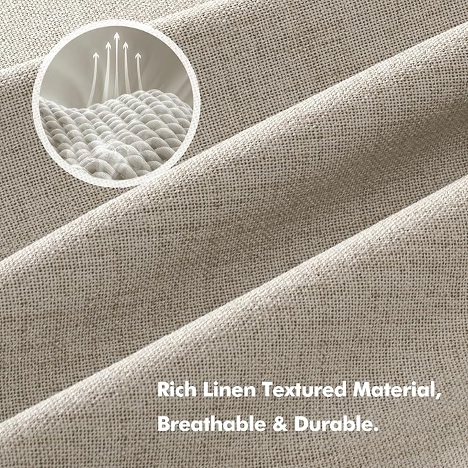 MIULEE 100% Blackout Linen Curtains for Bedroom, Stone Solid Luxury Decor Thermal Insulation Room Darkening Drapes for Living Room Nursery Back Tab Rod Pocket 42 x 84 Inches, 2 Panels