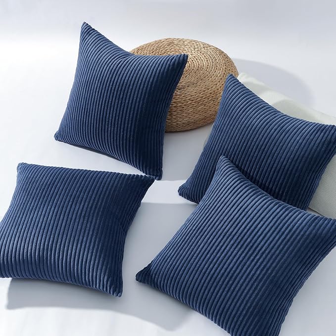 Topfinel Decorative Dusty Blue Throw Pillow Covers Cushion Cases, Set of 4 Soft Velvet Modern Double-Sided Designs Home Decor, Pillow Inserts Not Included (16x16 inch)