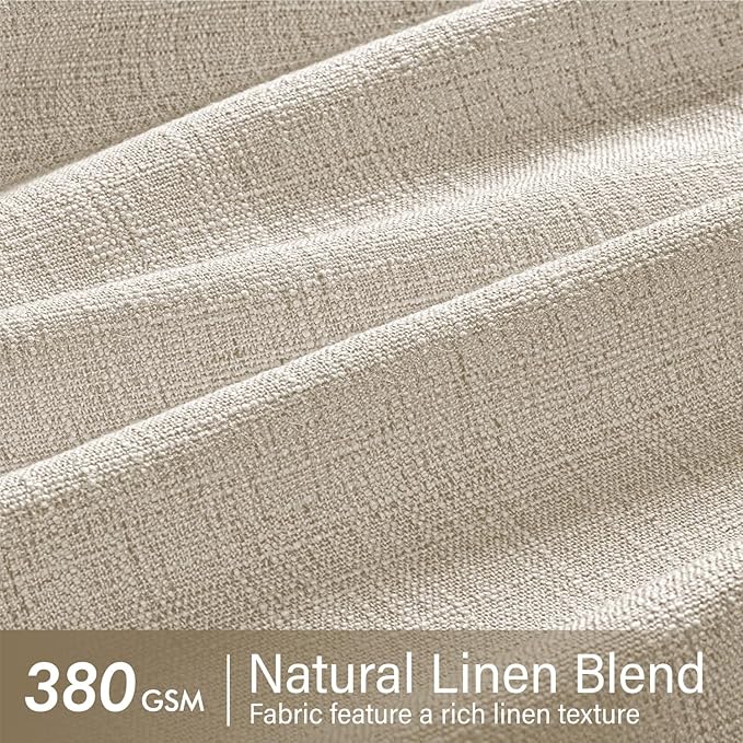 MIULEE Pinch Pleated Thick Linen Curtains 90 Inches Long 2 Panels for Living Room Bedroom, Memory Trained Drapes Pinch Pleat Back Tab Semi Sheer Privacy Neutral Ivory Cream Farmhouse Window Curtains