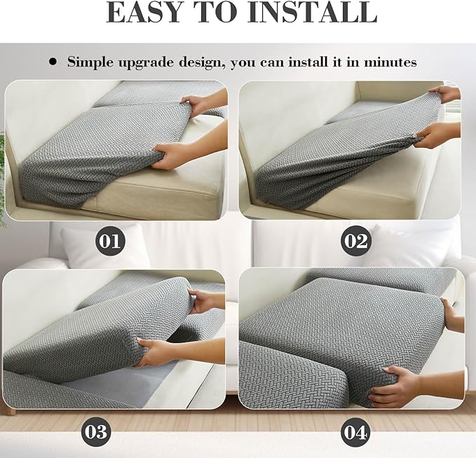 Sofa Covers Couch Covers for Sofa Pet Friendly Couch Cushion Covers Universal Sofa Covers Washable Stretch Slipcovers for Sectional Sofa (Texture Gray,Extra Large Single Seat Cover)